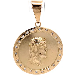 Colgante de Oro Amarillo 18K Medalla Rostro de Cristo