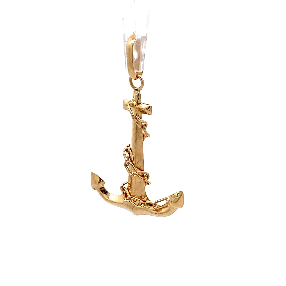 Colgante de Oro Amarillo 18K Ancla con Cadena