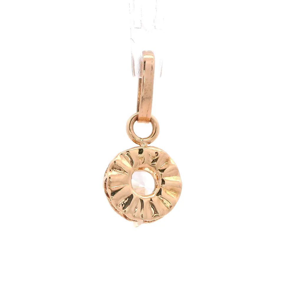 Colgante de Oro Amarillo 18K Chatón Circular con 1 Piedra Incolora