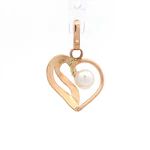 Colgante de Oro Amarillo 18K Corazón Calado Tallado con 1 Perla