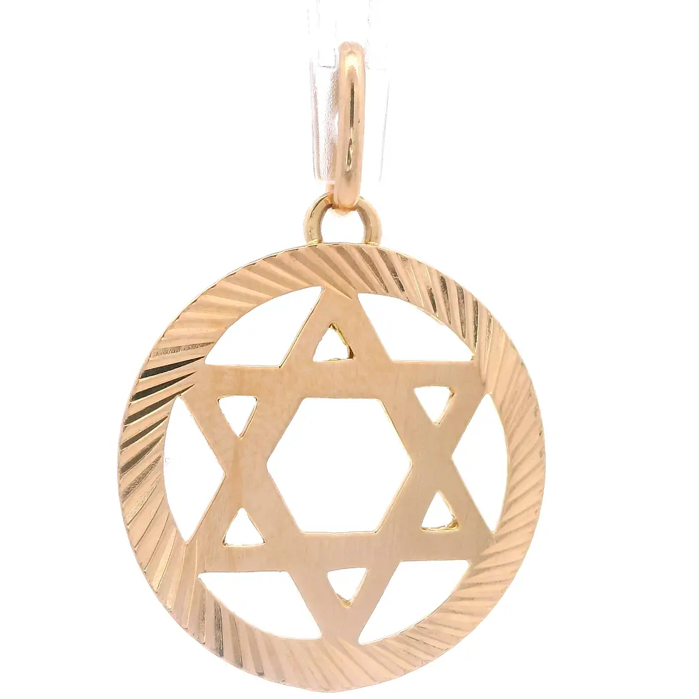Colgante de Oro Amarillo 18K Estrella de David Tallada