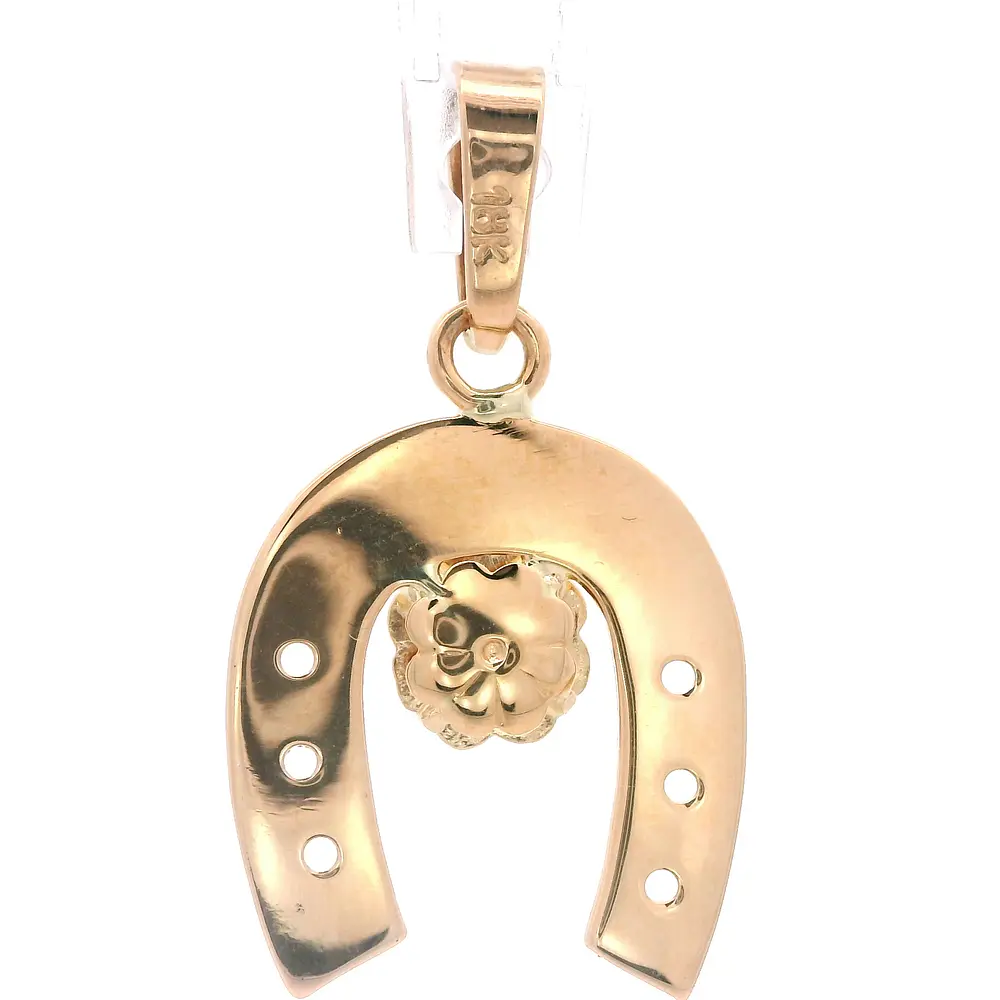 Colgante de Oro Amarillo 18K Herradura con Chatón, 1 Piedra Incolora