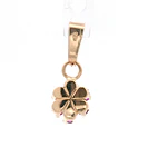 Colgante de Oro Amarillo 18K Flor con 6 Piedras Fucsias, 1 Piedra Incolora