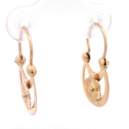 Aros de Oro Amarillo 18K Lágrima de Luna con Flor Tallada