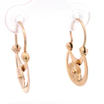 Aros de Oro Amarillo 18K Lágrima de Luna con Flor Tallada