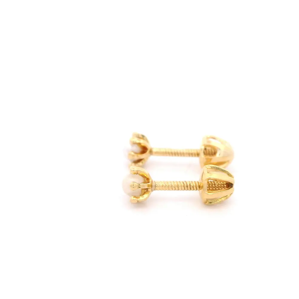 Aros de Oro Amarillo 18K Pistilos con 1 Perla