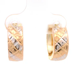 Aros de Tres Oros 18K Huggies Diamantado