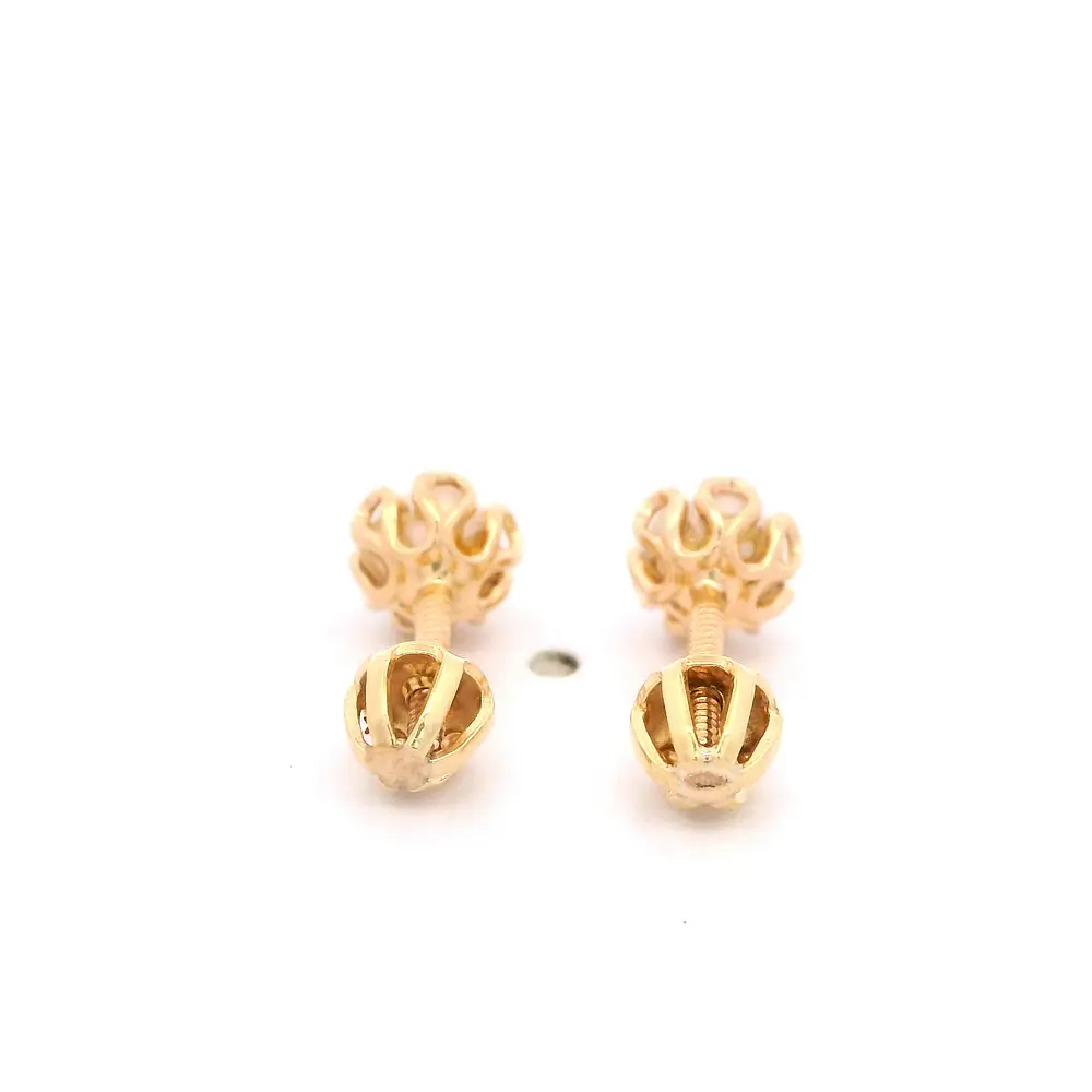 Aros de Oro Amarillo 18K Flor con 1 Perla