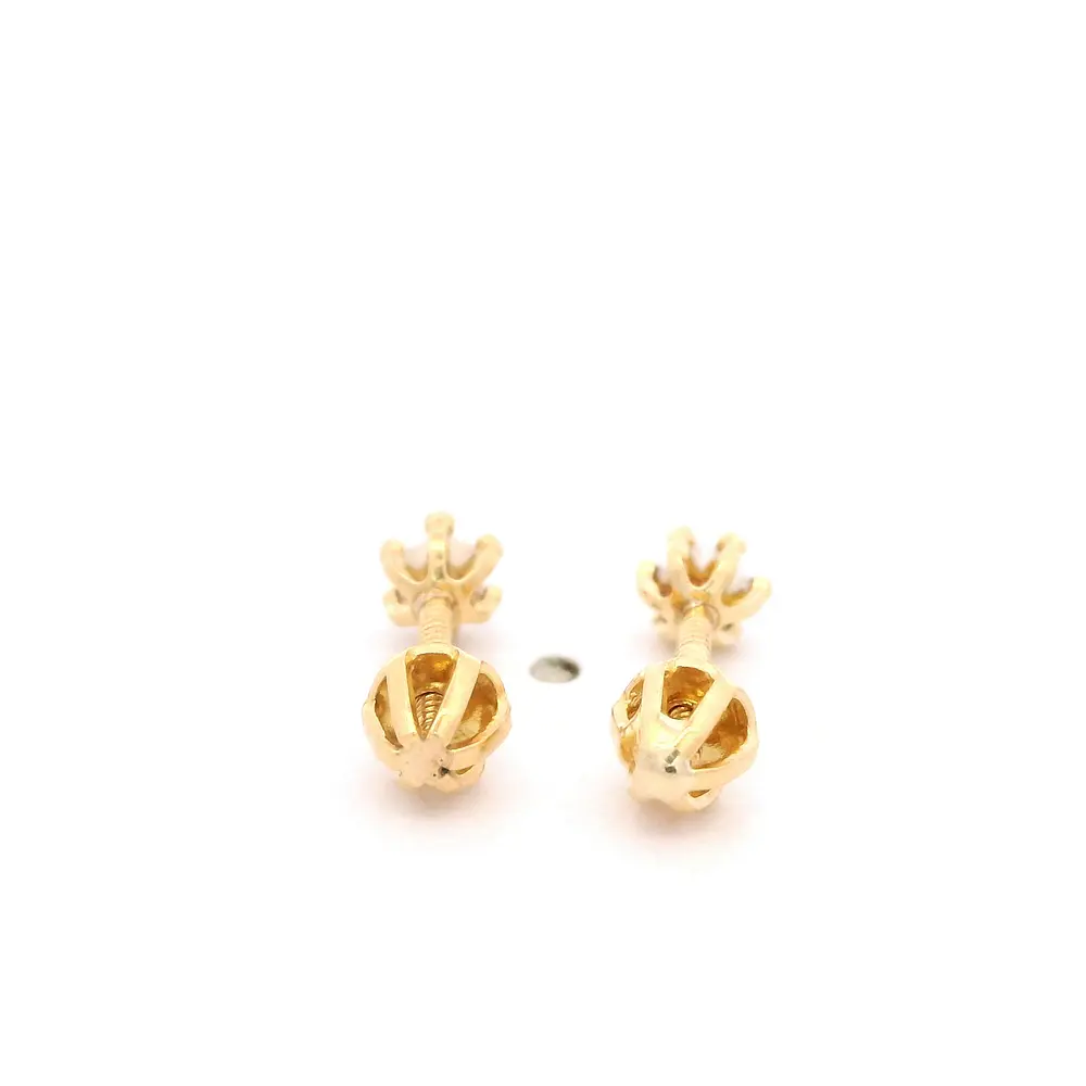 Aros de Oro Amarillo 18K Pistilos con 1 Perla