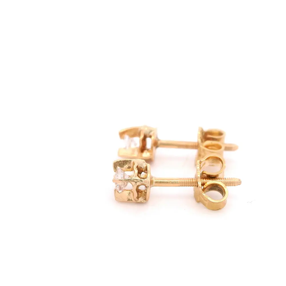 Aros de Oro Amarillo 18K Chaton Circular