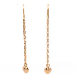 Aros de Oro Amarillo 18K Corazón Bombe Colgante con Cadena Tubular