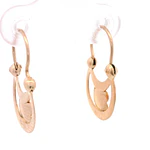 Aros de Oro Amarillo 18K Lágrima de Luna con Flor Tallada