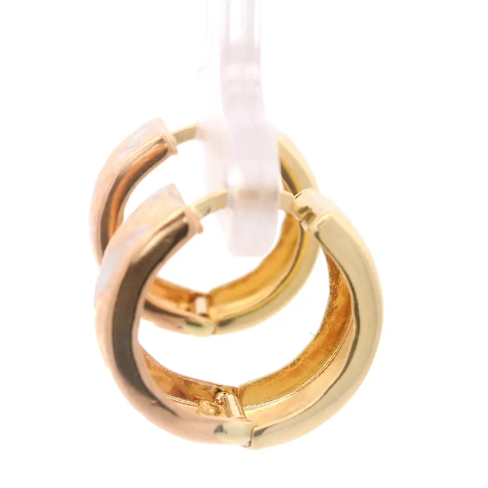 Aros de Tres Oros 18K Huggies Diamantado