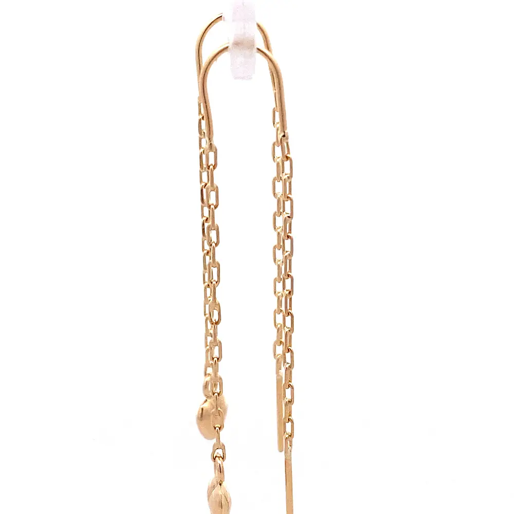 Aros de Oro Amarillo 18K Corazón Bombe Colgante con Cadena Tubular