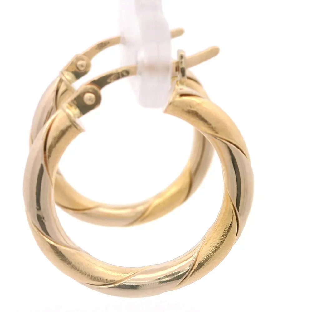 Aros de Dos Oros 18K Trenzado Mateado