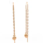 Aros de Oro Amarillo 18K Corazón Bombe Colgante con Cadena Tubular