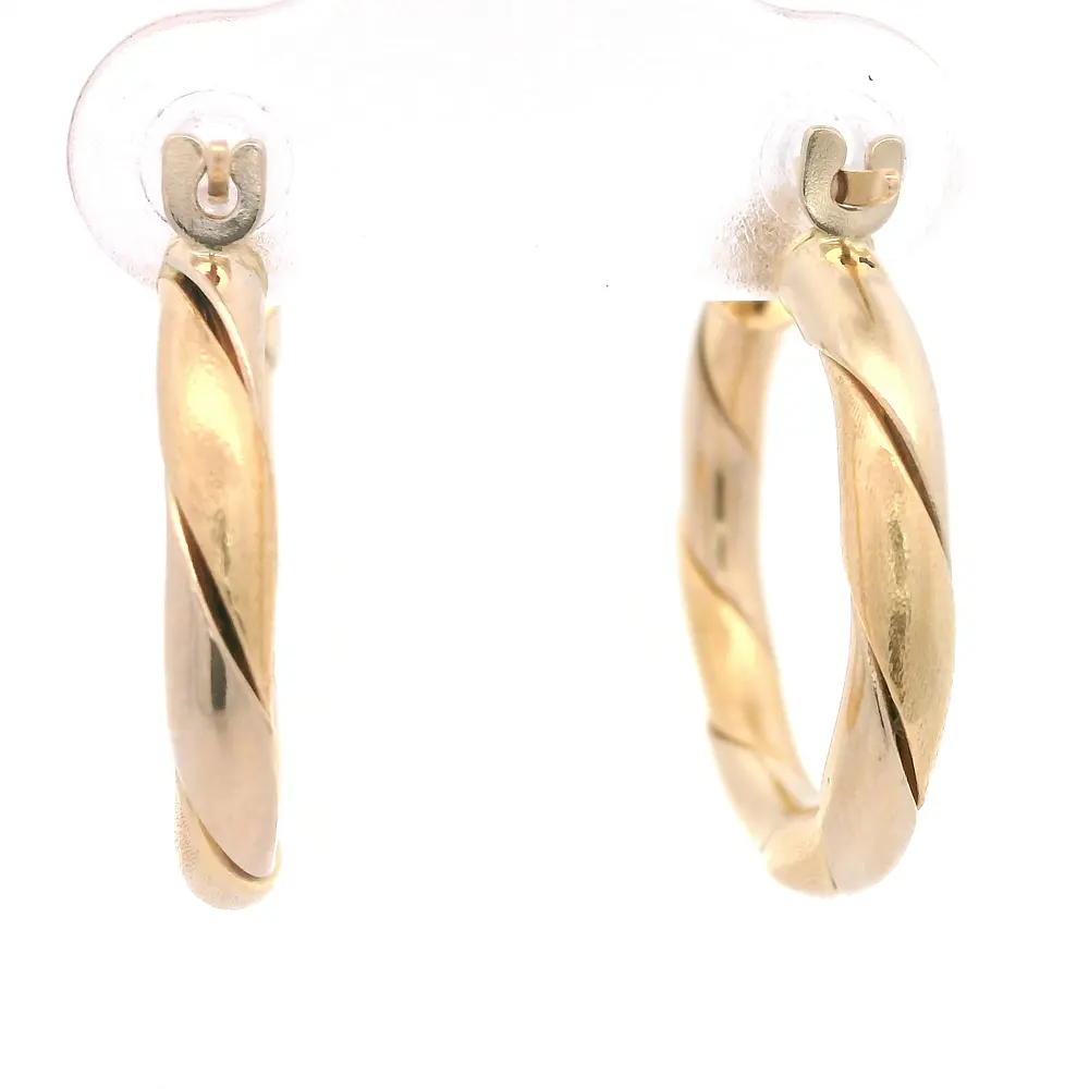 Aros de Dos Oros 18K Trenzado Mateado