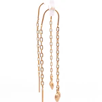 Aros de Oro Amarillo 18K Corazón Bombe Colgante con Cadena Tubular