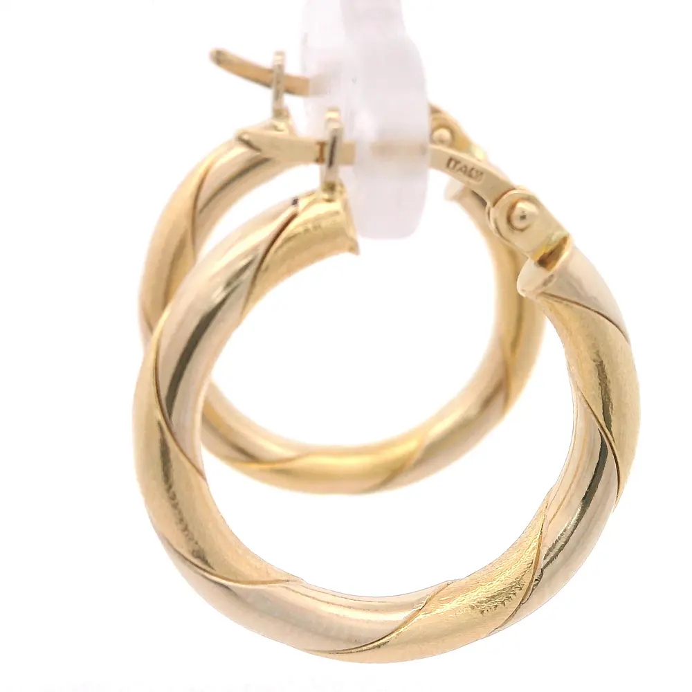 Aros de Dos Oros 18K Trenzado Mateado