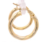 Aros de Dos Oros 18K Trenzado Mateado