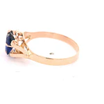 Anillo de Oro Amarillo 18K Chaton con 1 Piedra Azul