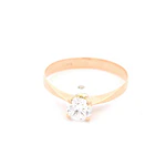 Anillo de Oro Amarillo 18K Solitario con 1 Piedra Incolora