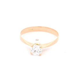 Anillo de Oro Amarillo 18K Solitario con 1 Piedra Incolora