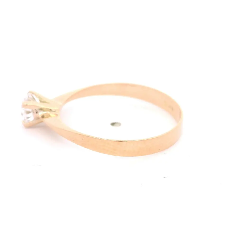 Anillo de Oro Amarillo 18K Solitario con 1 Piedra Incolora