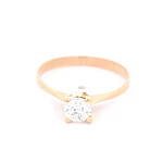 Anillo de Oro Amarillo 18K Solitario con 1 Piedra Incolora