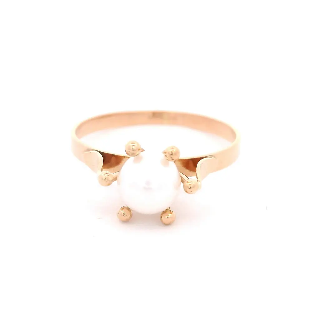 Anillo de Oro Amarillo 18K Pistilos con 1 Perla