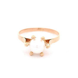 Anillo de Oro Amarillo 18K Pistilos con 1 Perla