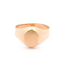 Anillo de Oro Amarillo 18K Sello Ovalado Liso