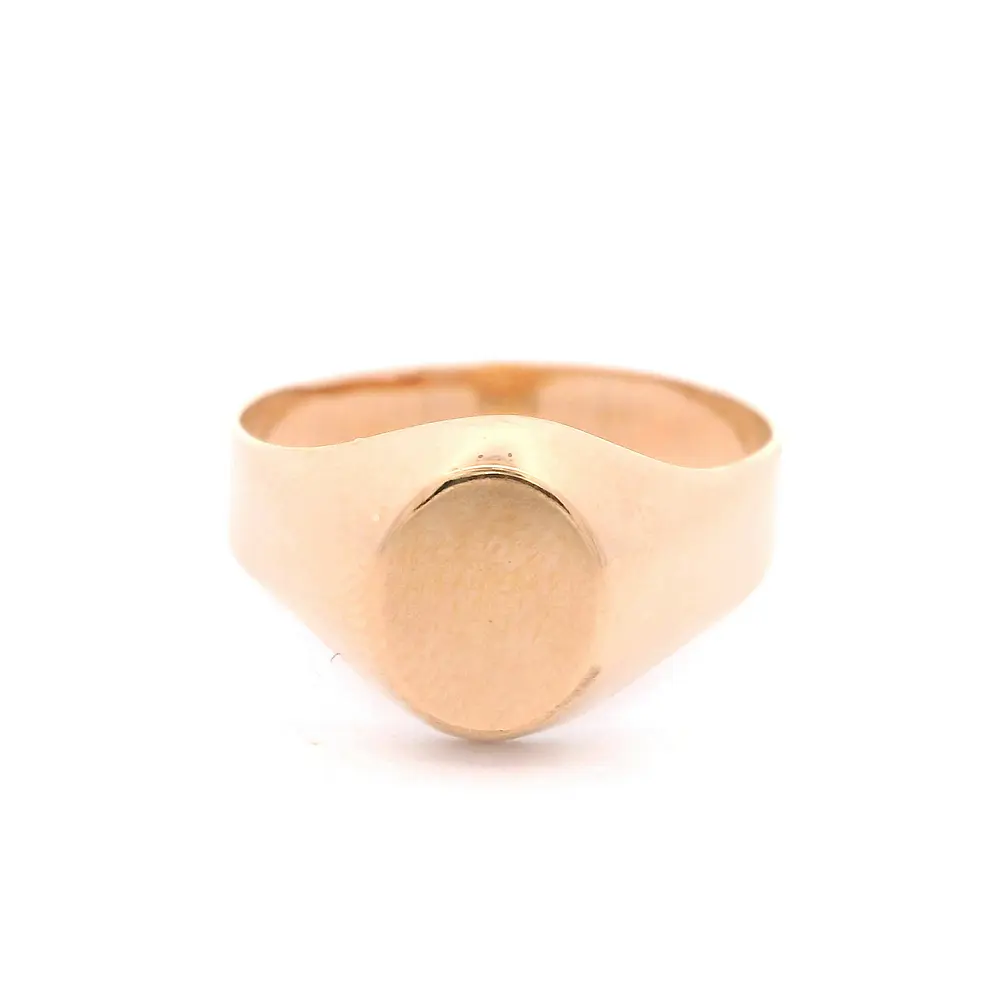 Anillo de Oro Amarillo 18K Sello Ovalado Liso