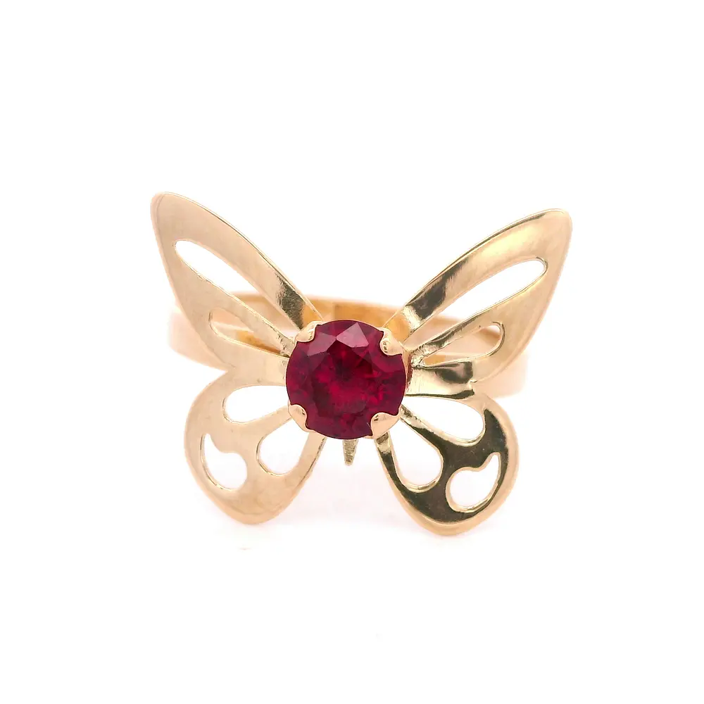Anillo de Oro Amarillo 18K Mariposa Calada