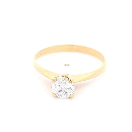 Anillo de Oro Amarillo 18K Solitario con 1 Piedra Incolora
