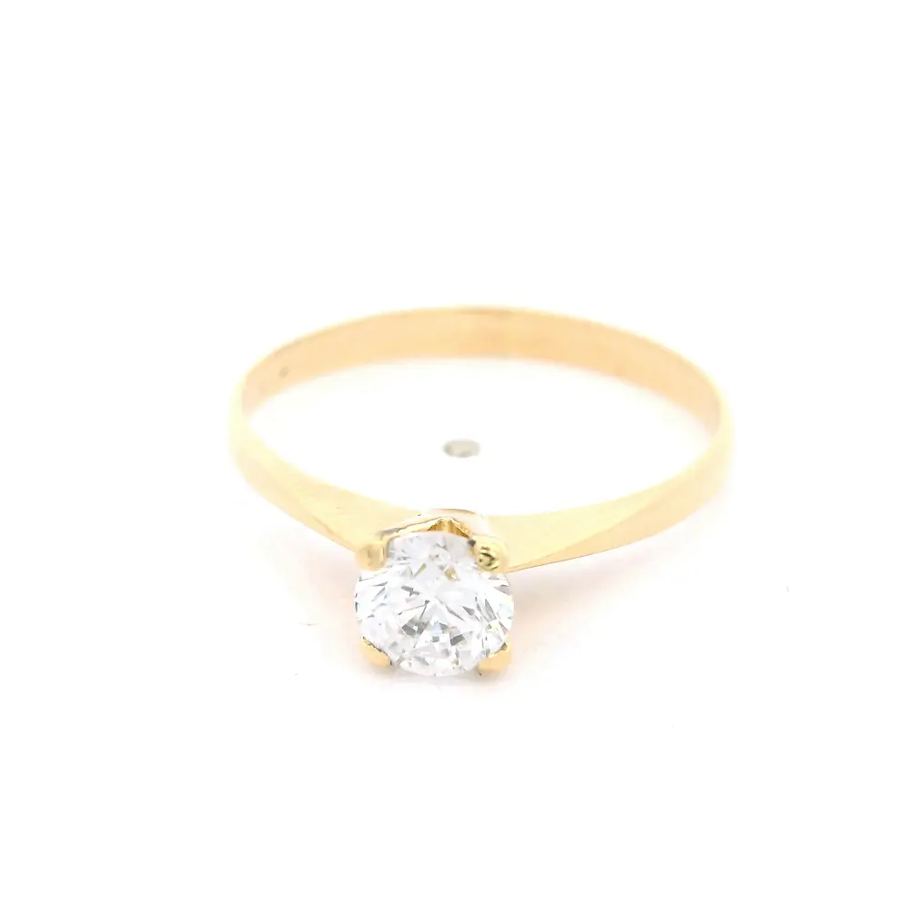Anillo de Oro Amarillo 18K Solitario con 1 Piedra Incolora
