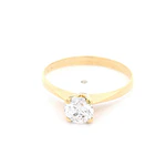 Anillo de Oro Amarillo 18K Solitario con 1 Piedra Incolora
