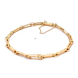 Pulsera de Oro Amarillo 18K Rolo Facetado con Cadena
