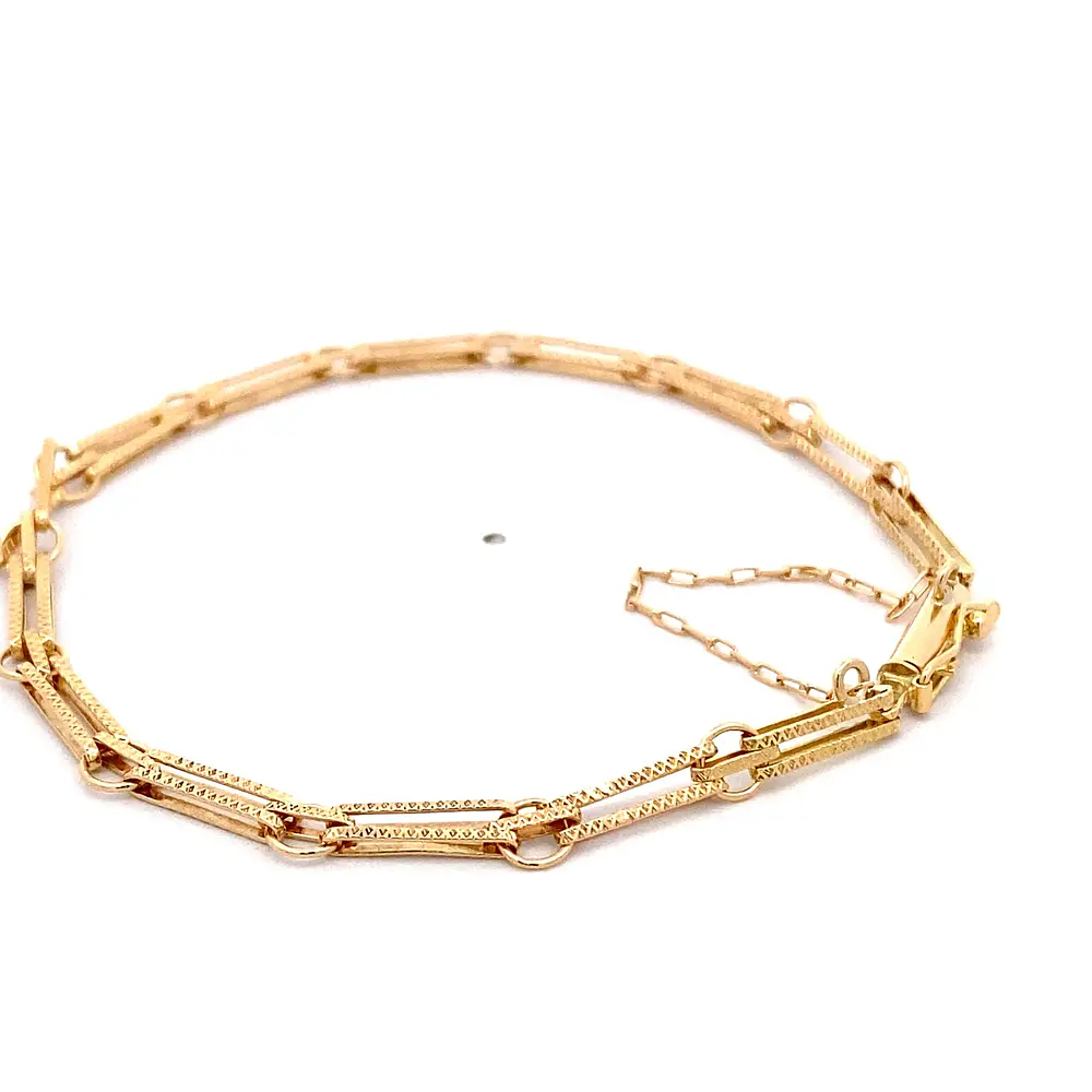 Pulsera de Oro Amarillo 18K Rolo Facetado con Cadena
