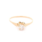 Anillo de Oro Amarillo 18K Chaton Corazón con 1 Piedra Incolora