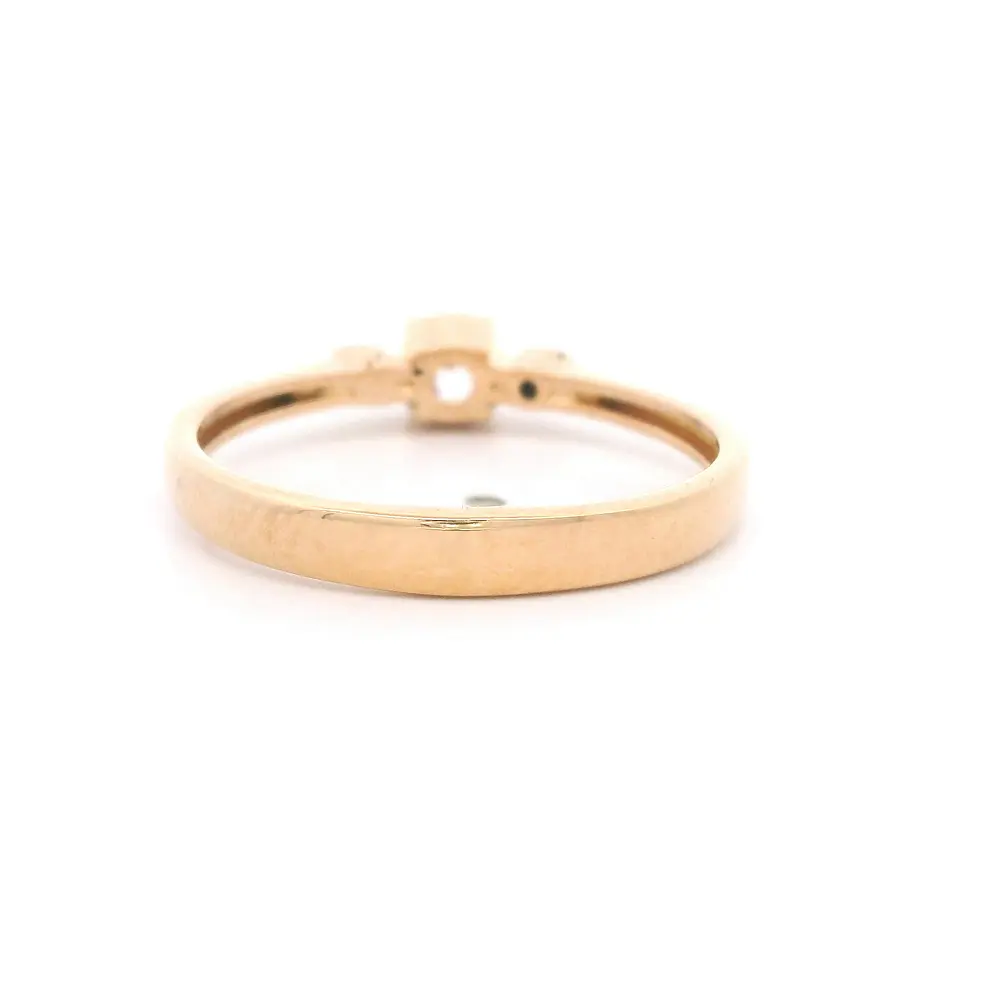 Anillo De Oro Amarillo 14K Trilogy Con 3 Piedras Incoloras