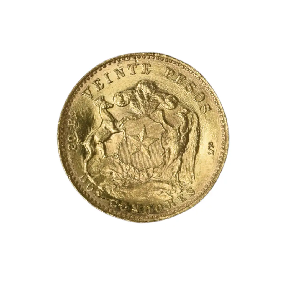Moneda Nacional de Oro 20 Pesos Chilenos 2 Cóndores Año 1961