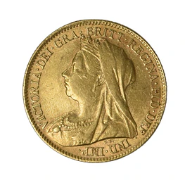 Moneda Extranjera de Oro 1/2 Soberano Reino Unido Año 1897
