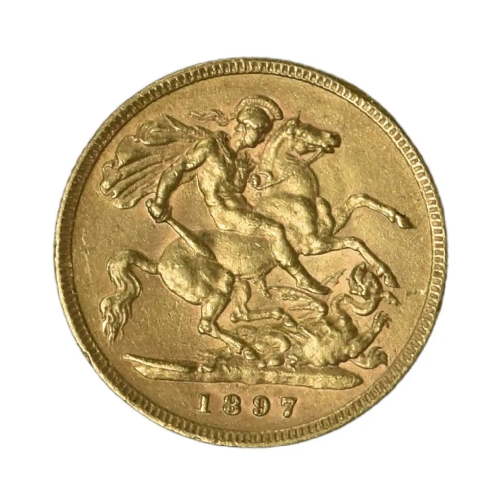Moneda Extranjera de Oro 1/2 Soberano Reino Unido Año 1897