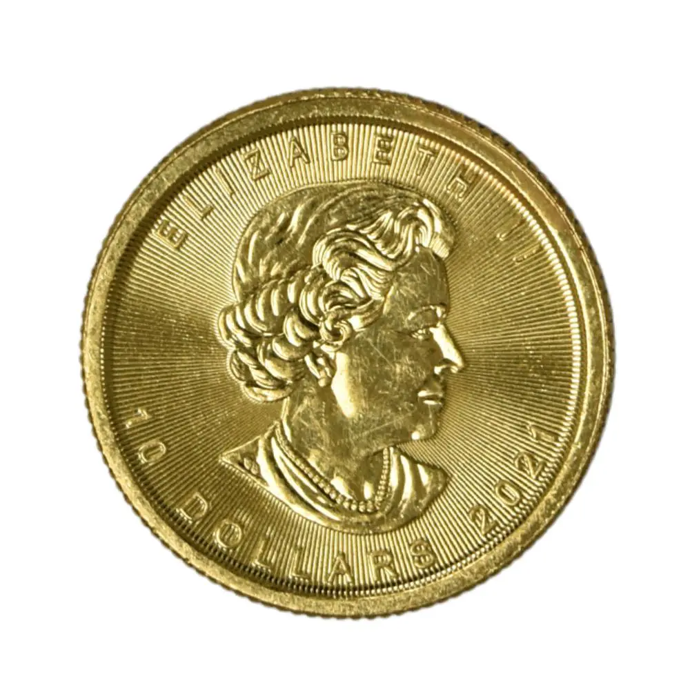 Moneda Extranjera de Oro 10 Dollars 1/4 oz Canadá Año 2021