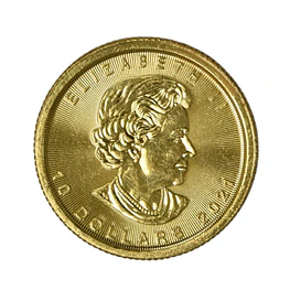 Moneda Extranjera de Oro 10 Dollars 1/4 oz Canadá Año 2021