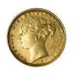 Moneda Extranjera de Oro 1 Soberano Reina Victoria Reino Unido Año 1883