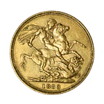 Moneda Extranjera de Oro 1 Soberano Reina Victoria Reino Unido Año 1883