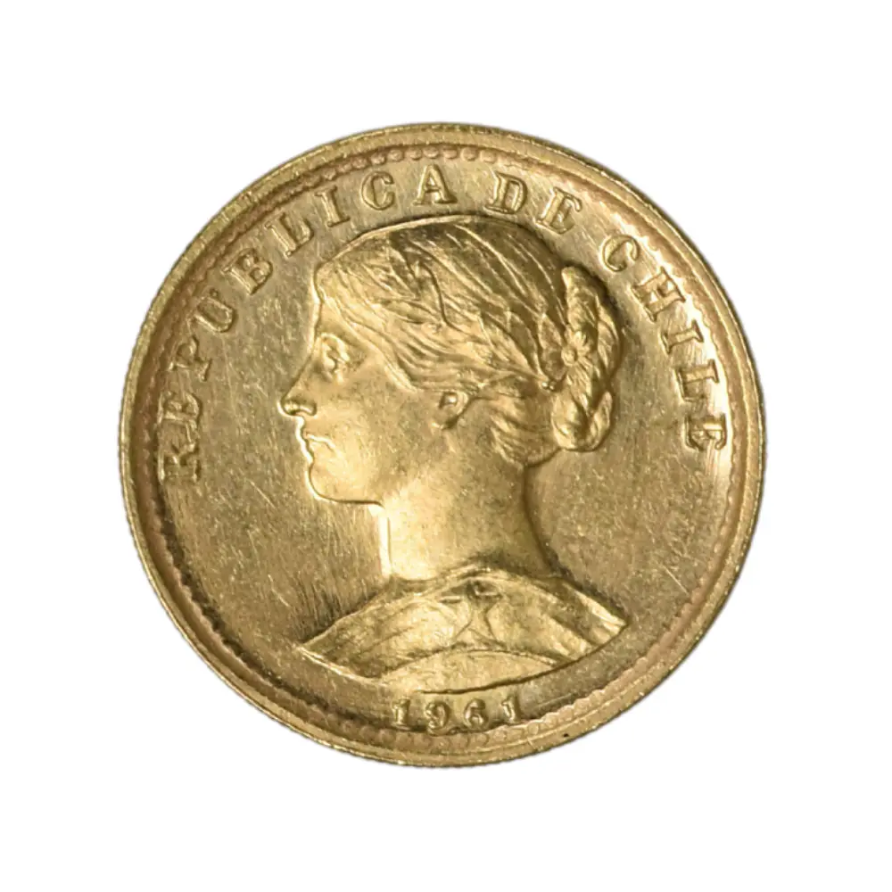 Moneda Nacional de Oro 20 Pesos Chilenos 2 Cóndores Año 1961