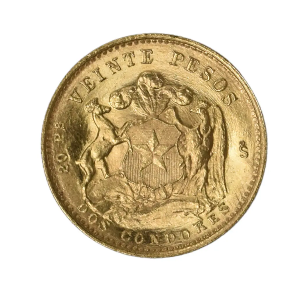 Moneda Nacional de Oro 20 Pesos Chilenos 2 Cóndores Año 1961